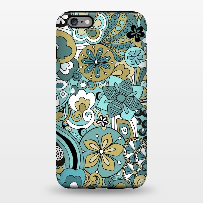iPhone 6/6s plus StrongFit Retro Moody Florals in Blue and Green by Paula Ohreen