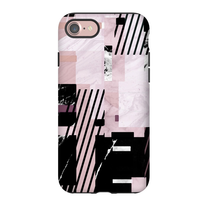 iPhone 7 StrongFit Modern geometric blush pink marble tiles by Oana 