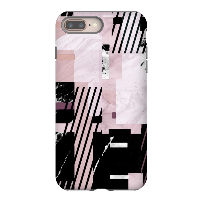 iPhone 7 plus StrongFit Modern geometric blush pink marble tiles by Oana 