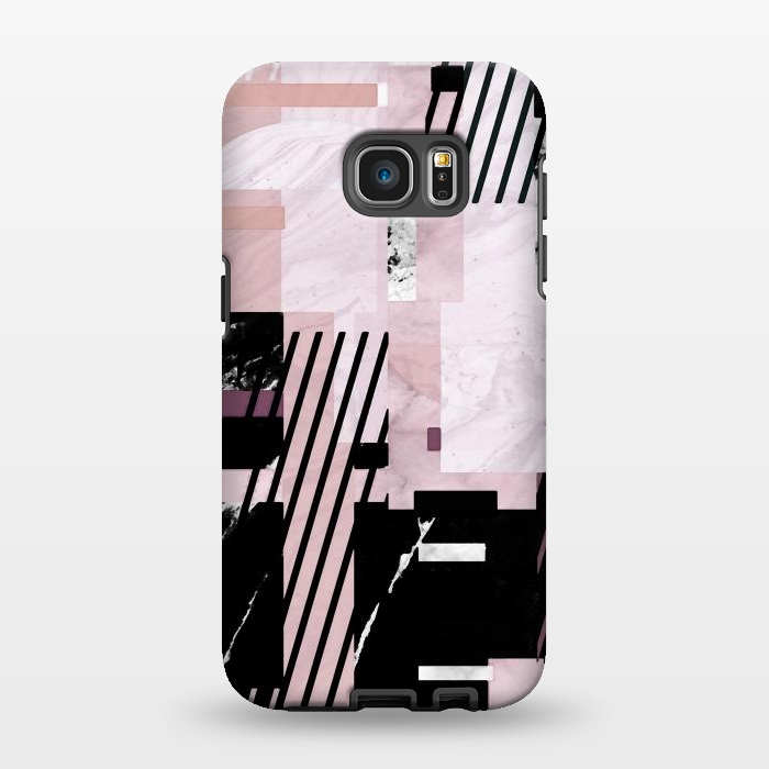 Galaxy S7 EDGE StrongFit Modern geometric blush pink marble tiles by Oana 