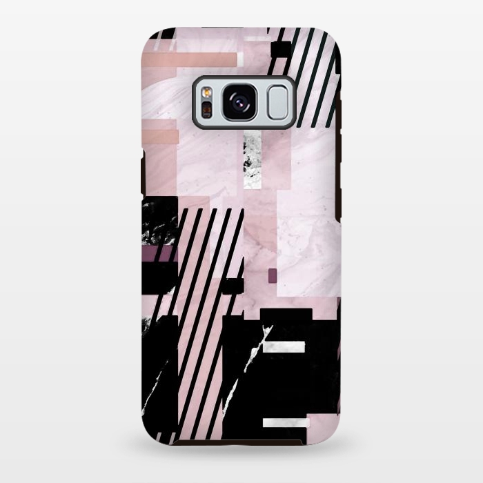 Galaxy S8 plus StrongFit Modern geometric blush pink marble tiles by Oana 