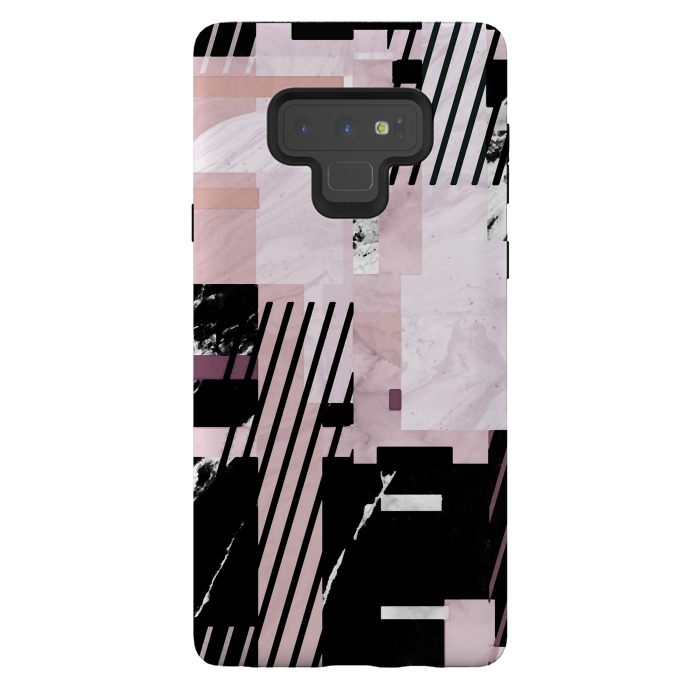 Galaxy Note 9 StrongFit Modern geometric blush pink marble tiles by Oana 