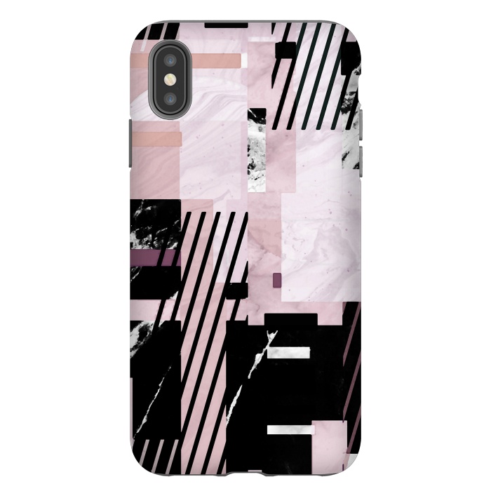 iPhone Xs Max StrongFit Modern geometric blush pink marble tiles by Oana 