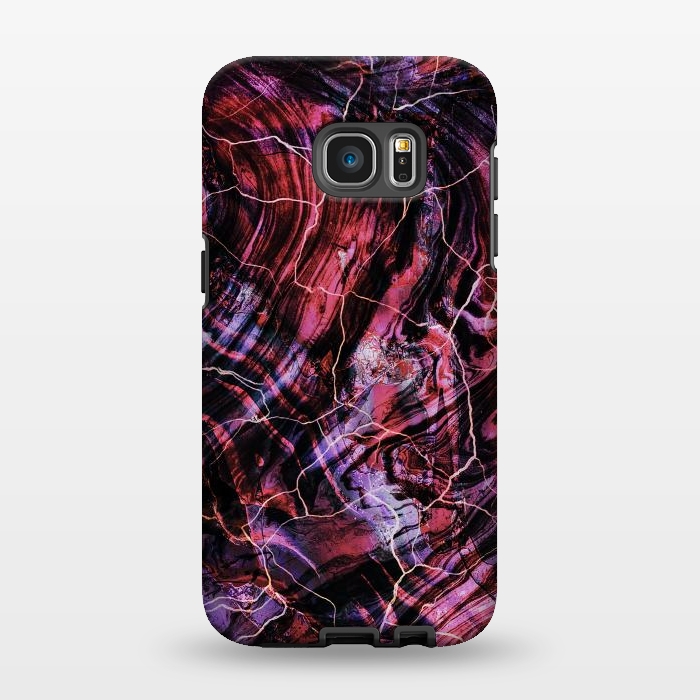Galaxy S7 EDGE StrongFit Marble art - dark pink and purple by Oana 