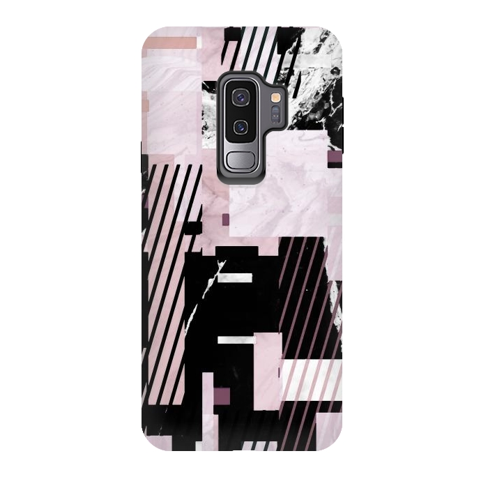 Galaxy S9 plus StrongFit Modern pastel geometric marble composition by Oana 