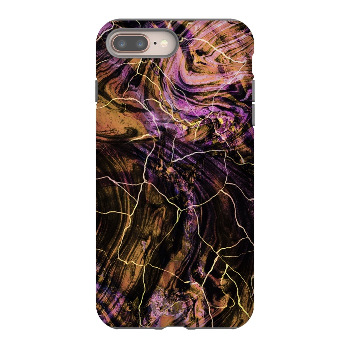 iPhone 7 plus StrongFit Gold pink marble brushstrokes and cracks by Oana 