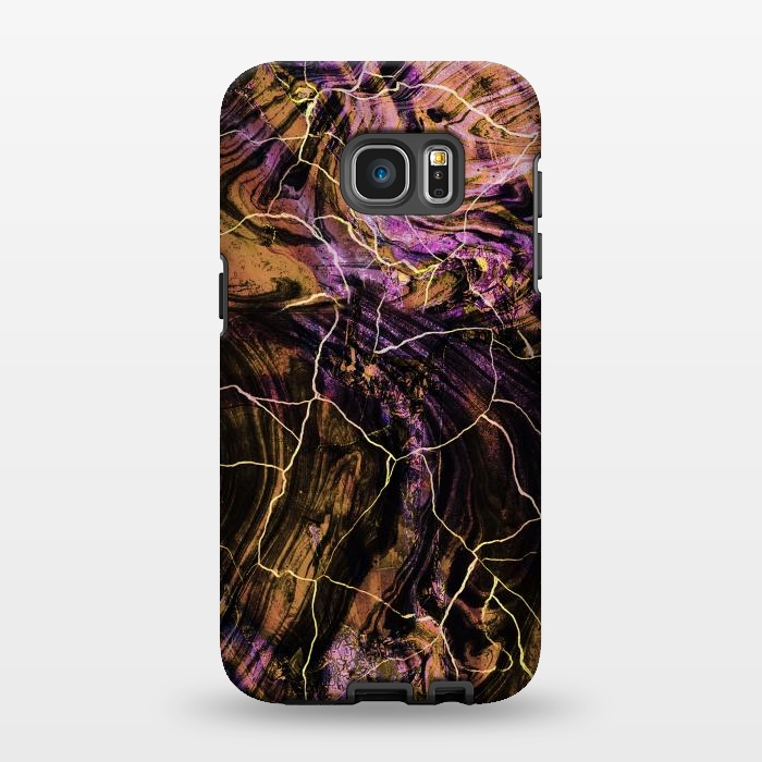 Galaxy S7 EDGE StrongFit Gold pink marble brushstrokes and cracks by Oana 
