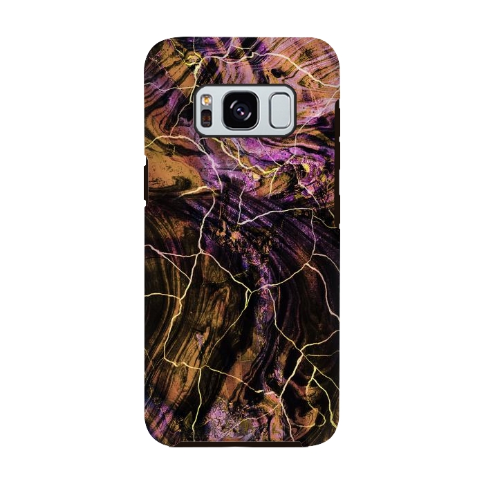 Galaxy S8 StrongFit Gold pink marble brushstrokes and cracks by Oana 