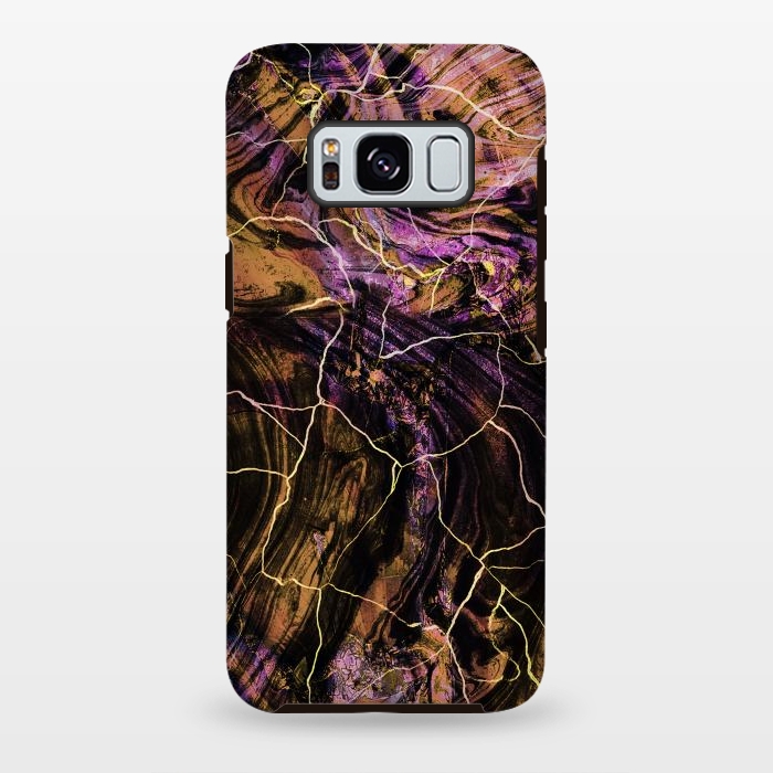 Galaxy S8 plus StrongFit Gold pink marble brushstrokes and cracks by Oana 