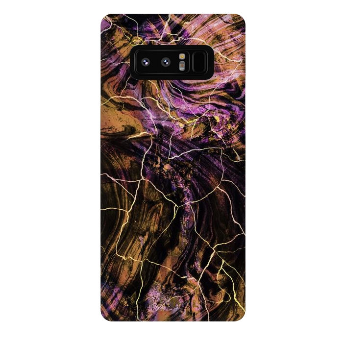 Galaxy Note 8 StrongFit Gold pink marble brushstrokes and cracks by Oana 