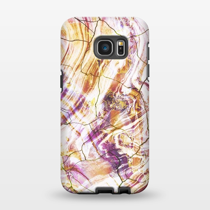 Galaxy S7 EDGE StrongFit Gold pink marble art by Oana 