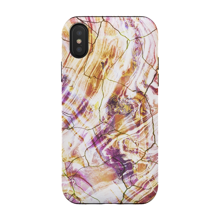 iPhone Xs / X StrongFit Gold pink marble art by Oana 