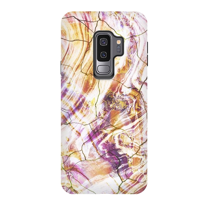 Galaxy S9 plus StrongFit Gold pink marble art by Oana 