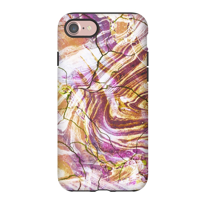 iPhone 7 StrongFit Brushed gold pink marble art by Oana 