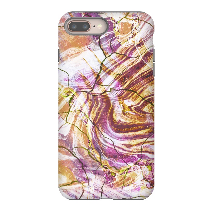 iPhone 7 plus StrongFit Brushed gold pink marble art by Oana 