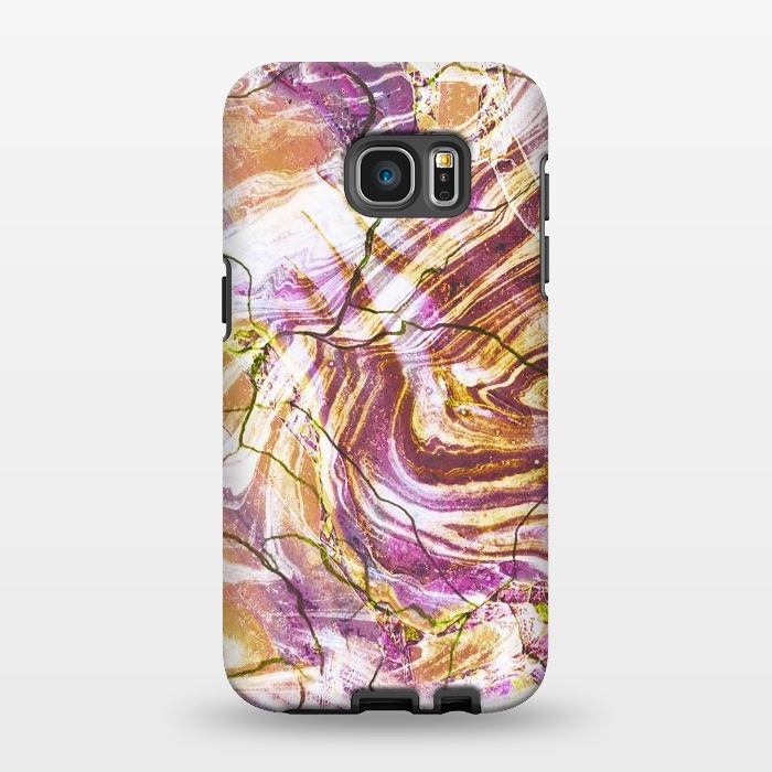Galaxy S7 EDGE StrongFit Brushed gold pink marble art by Oana 
