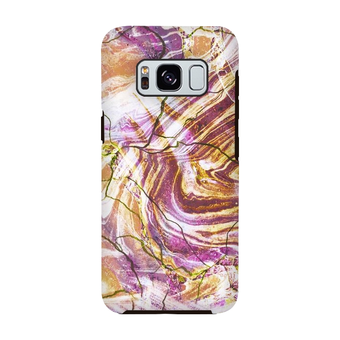 Galaxy S8 StrongFit Brushed gold pink marble art by Oana 