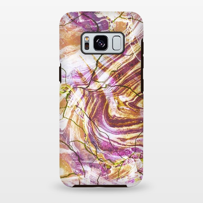 Galaxy S8 plus StrongFit Brushed gold pink marble art by Oana 