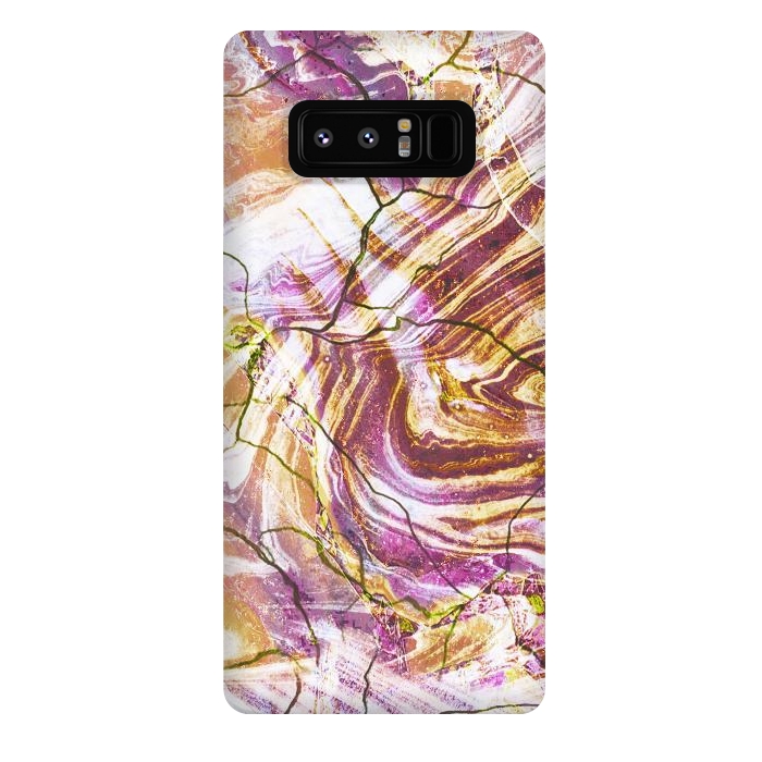 Galaxy Note 8 StrongFit Brushed gold pink marble art by Oana 