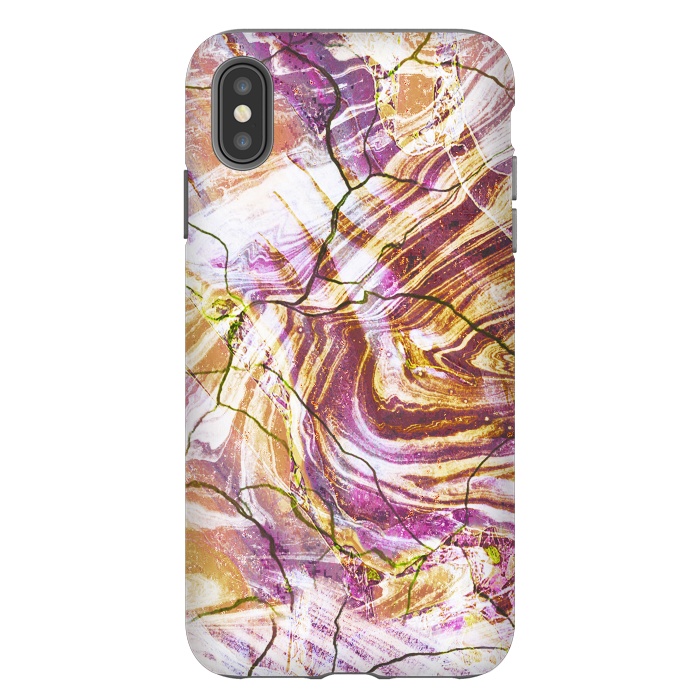 iPhone Xs Max StrongFit Brushed gold pink marble art by Oana 