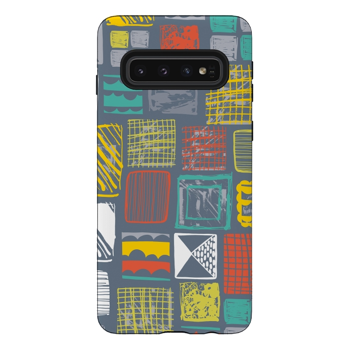 Galaxy S10 StrongFit Square Metropolis Leaves by Rachael Taylor