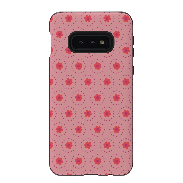 Galaxy S10e StrongFit Pink Circular Floral by Rosie Simons