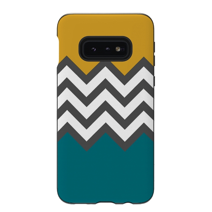 Galaxy S10e StrongFit Color Blocked Chevron Mustard by Josie Steinfort 