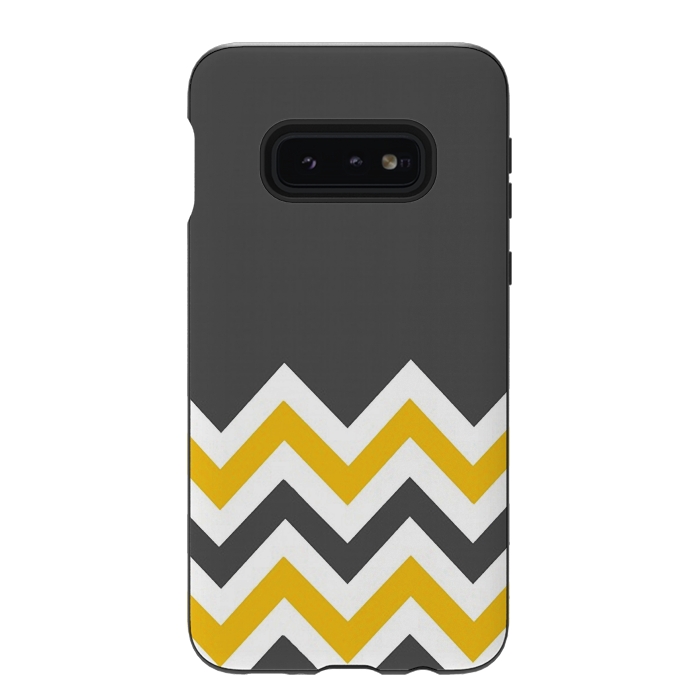 Galaxy S10e StrongFit Color Blocked Chevron Mustard Gray by Josie Steinfort 
