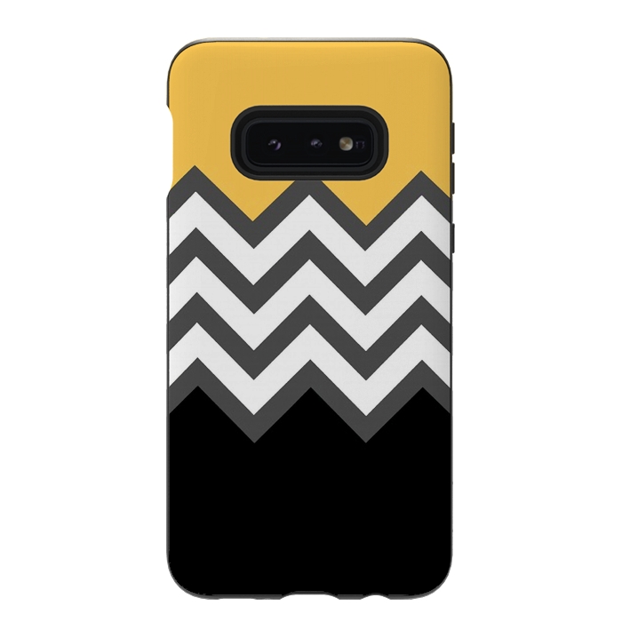 Galaxy S10e StrongFit Color Blocked Chevron Black Yellow by Josie Steinfort 