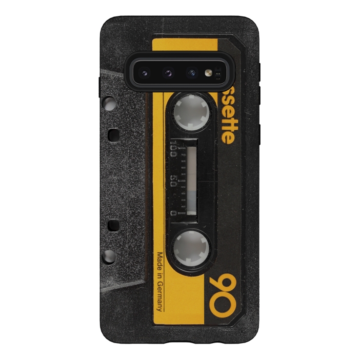 Galaxy S10 StrongFit CASSETTE YELLOW by Diego Tirigall
