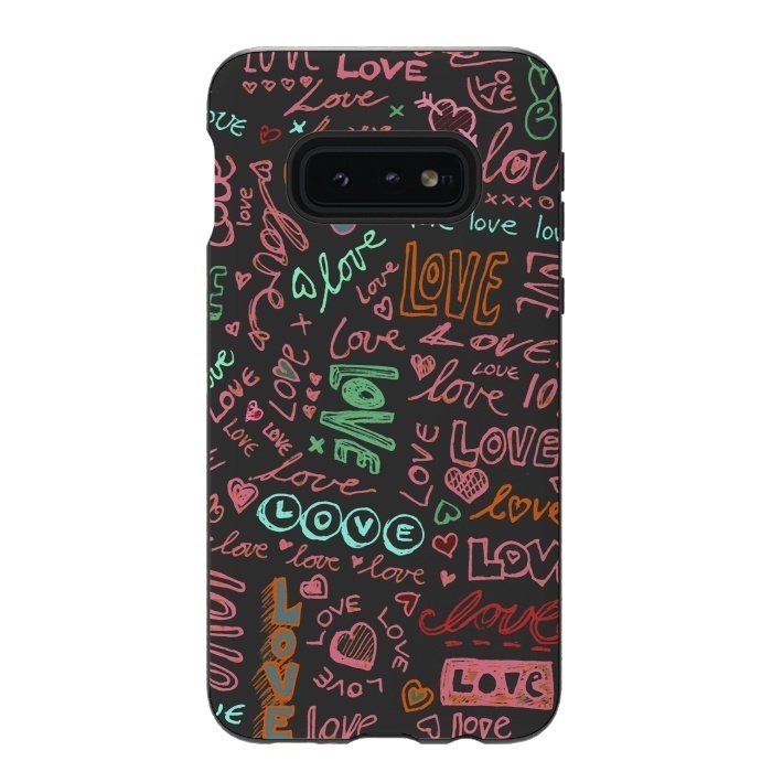 Galaxy S10e StrongFit Love Love Love ballpoint doodles by Micklyn Le Feuvre