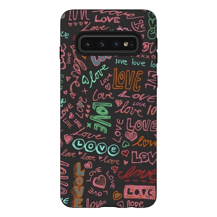 Galaxy S10 StrongFit Love Love Love ballpoint doodles by Micklyn Le Feuvre
