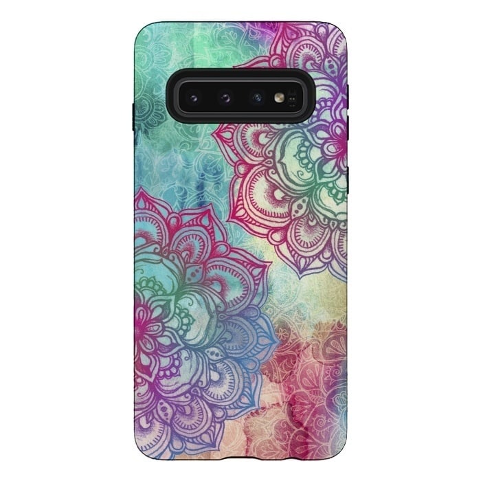 Galaxy S10 StrongFit Round and Round the Rainbow by Micklyn Le Feuvre