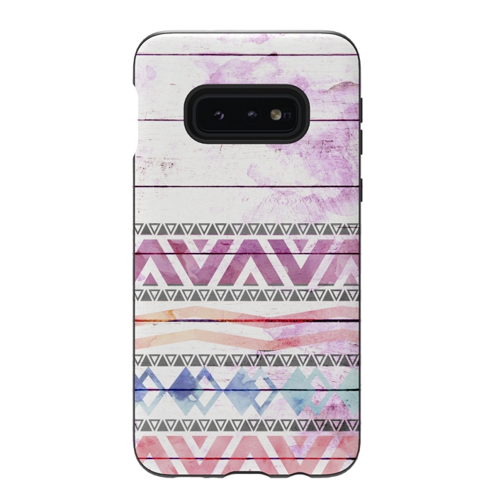 Galaxy S10e StrongFit Aztec Wood Watercolor by Girly Trend