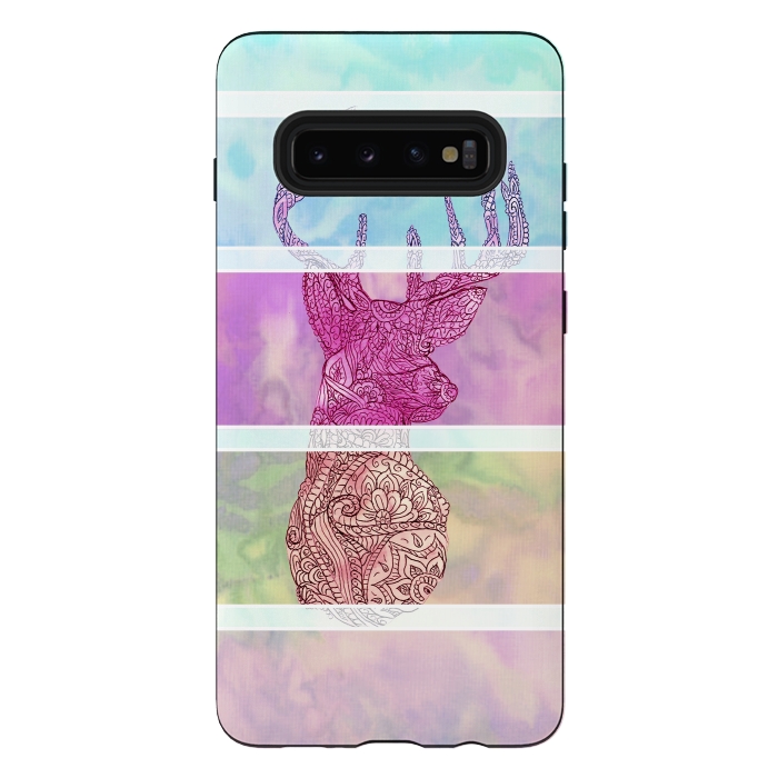 Galaxy S10 plus StrongFit Deer Vintage Stripes Paisley Photo by Girly Trend