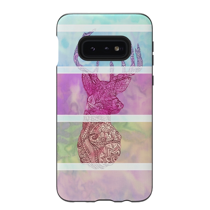 Galaxy S10e StrongFit Deer Vintage Stripes Paisley Photo by Girly Trend
