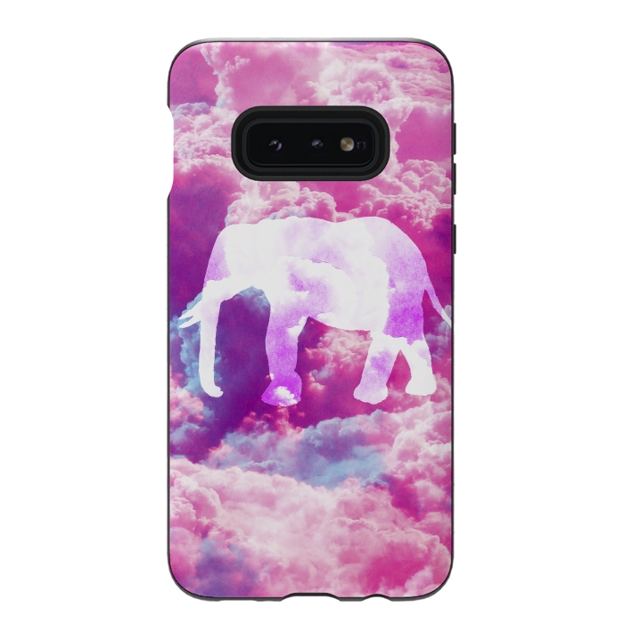 Galaxy S10e StrongFit Elephant on Pink Purple Clouds by Girly Trend