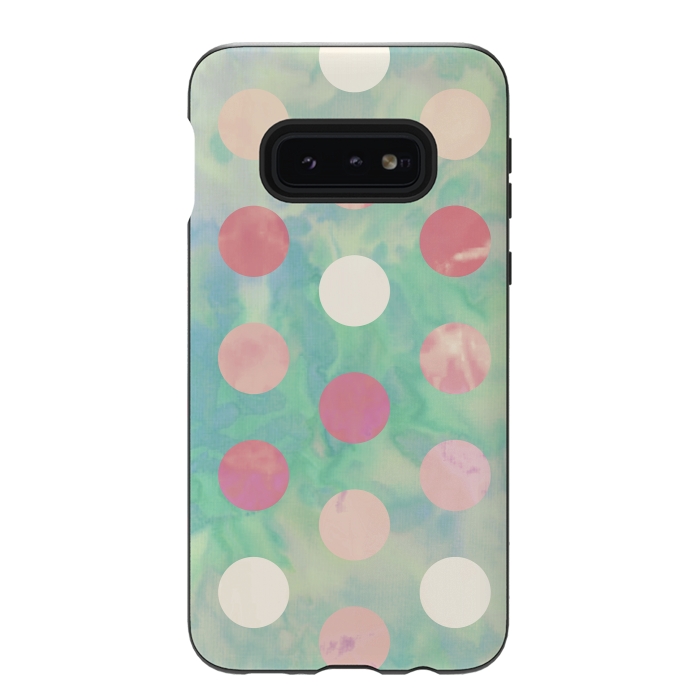Galaxy S10e StrongFit Polka Dots Watercolor Front by Girly Trend
