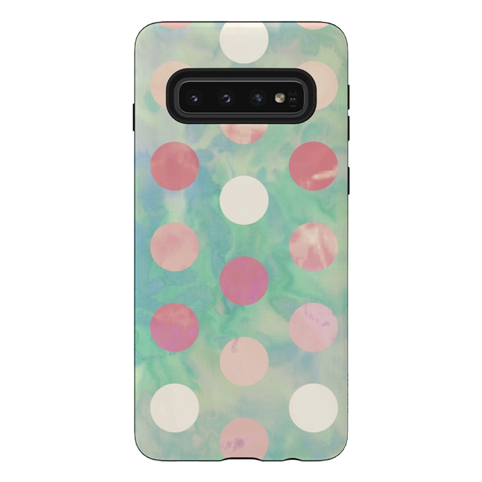 Galaxy S10 StrongFit Polka Dots Watercolor Front by Girly Trend