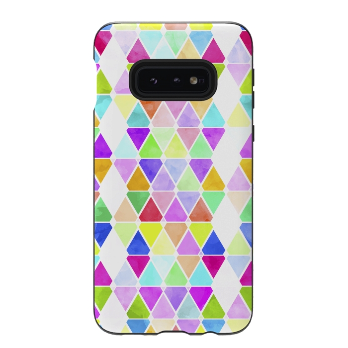 Galaxy S10e StrongFit Watercolor Abstract Pastel Triangles by Girly Trend