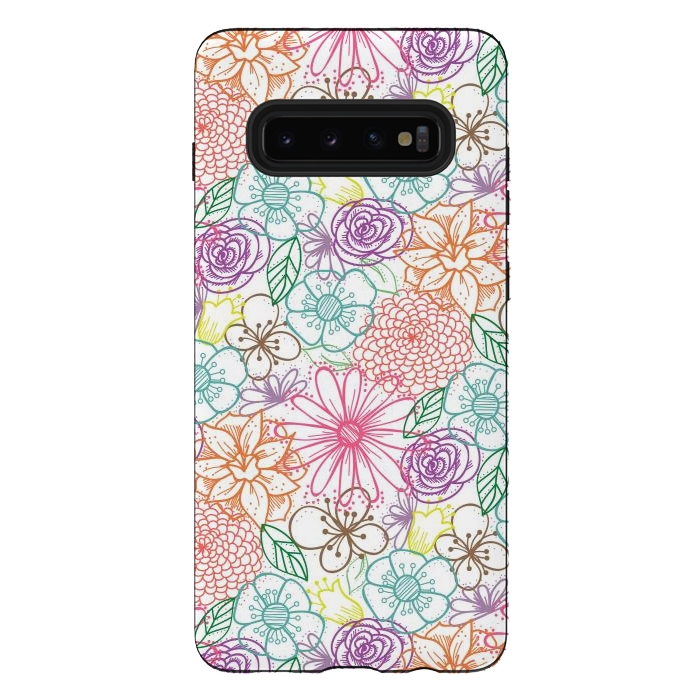Galaxy S10 plus StrongFit Bright Floral by TracyLucy Designs