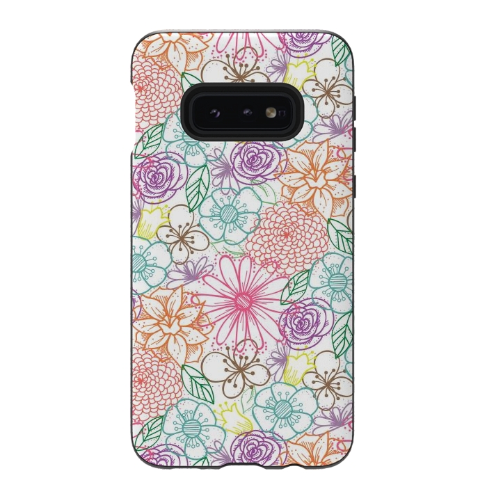Galaxy S10e StrongFit Bright Floral by TracyLucy Designs