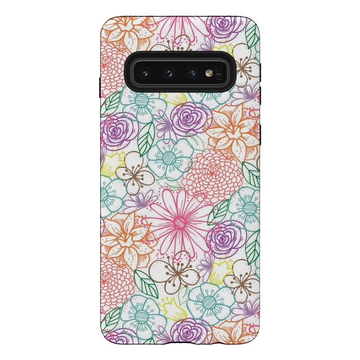 Galaxy S10 StrongFit Bright Floral by TracyLucy Designs