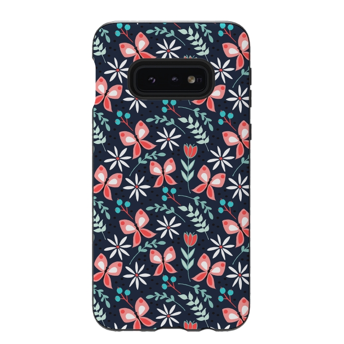 Galaxy S10e StrongFit Midnight Butterfly by Dunia Nalu