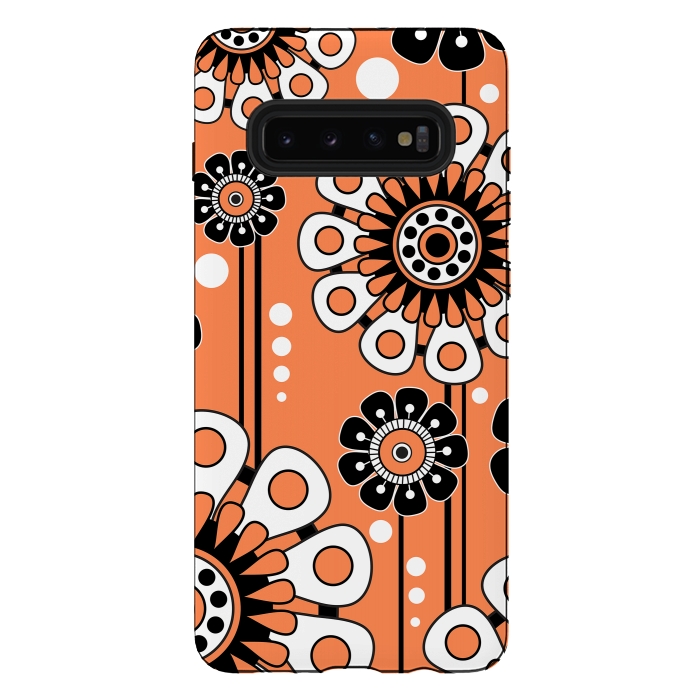 Galaxy S10 plus StrongFit Orange Flowers by Shelly Bremmer