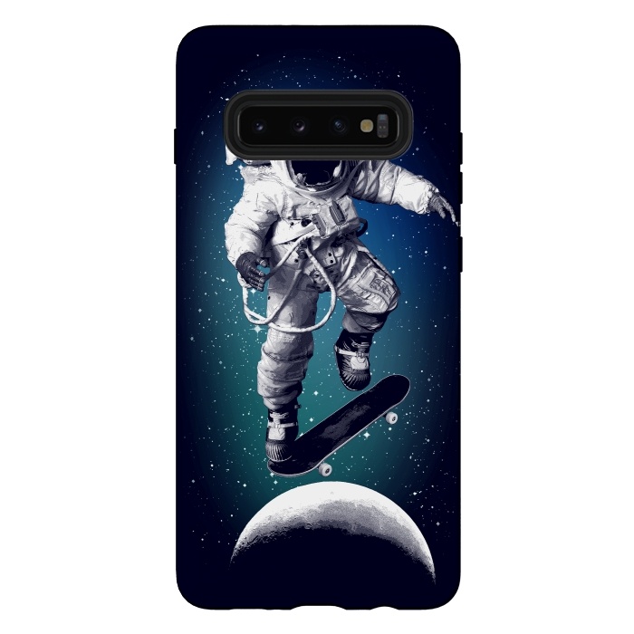 Galaxy S10 plus StrongFit Skateboarding astronaut by Mitxel Gonzalez