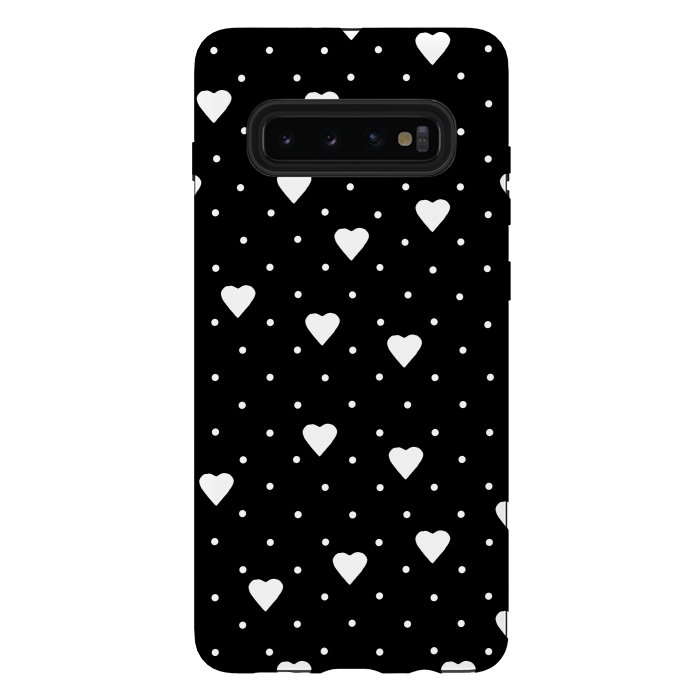 Galaxy S10 plus StrongFit Pin Point Hearts White by Project M