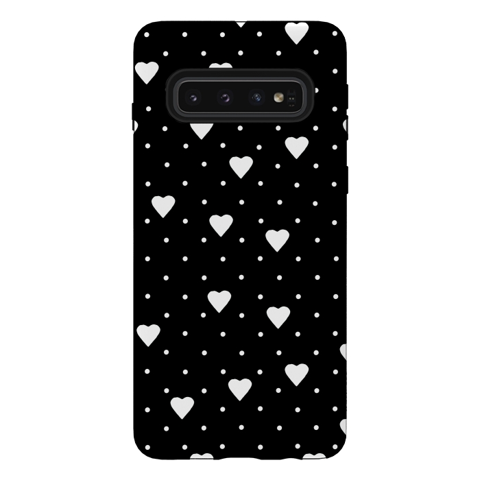 Galaxy S10 StrongFit Pin Point Hearts White by Project M