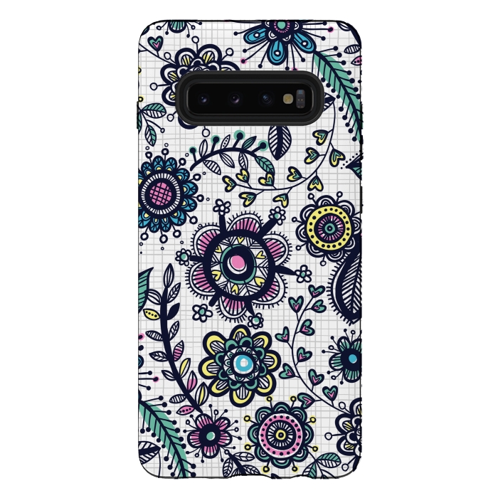 Galaxy S10 plus StrongFit linea floral by Laura Grant