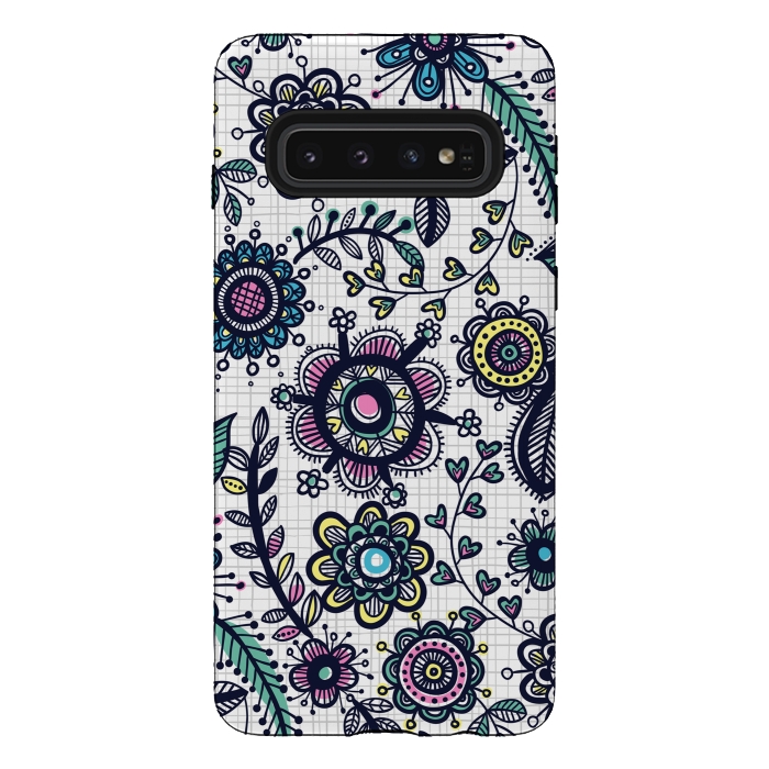 Galaxy S10 StrongFit linea floral by Laura Grant